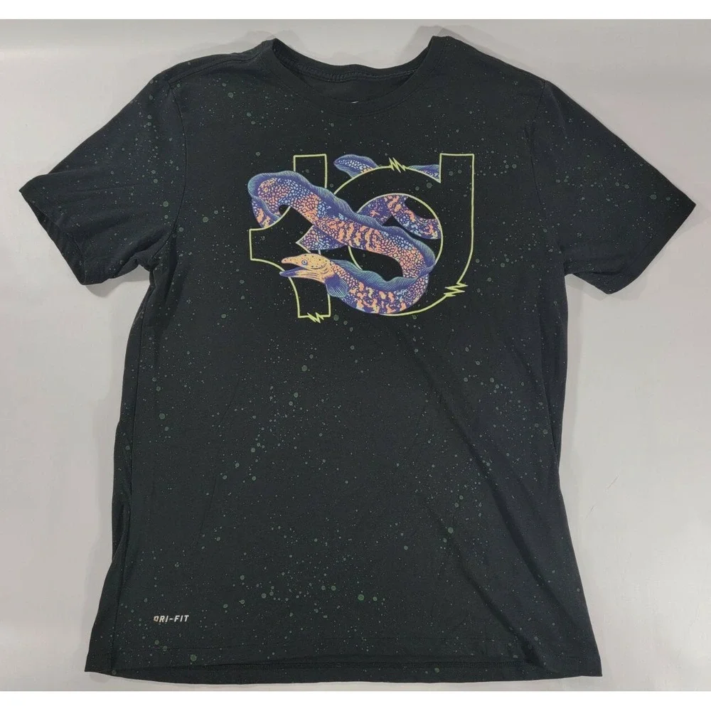 Kevin Durant KD Nike Dri-Fit Black Eel Graphic Tee Shirt - Mens L EUC
